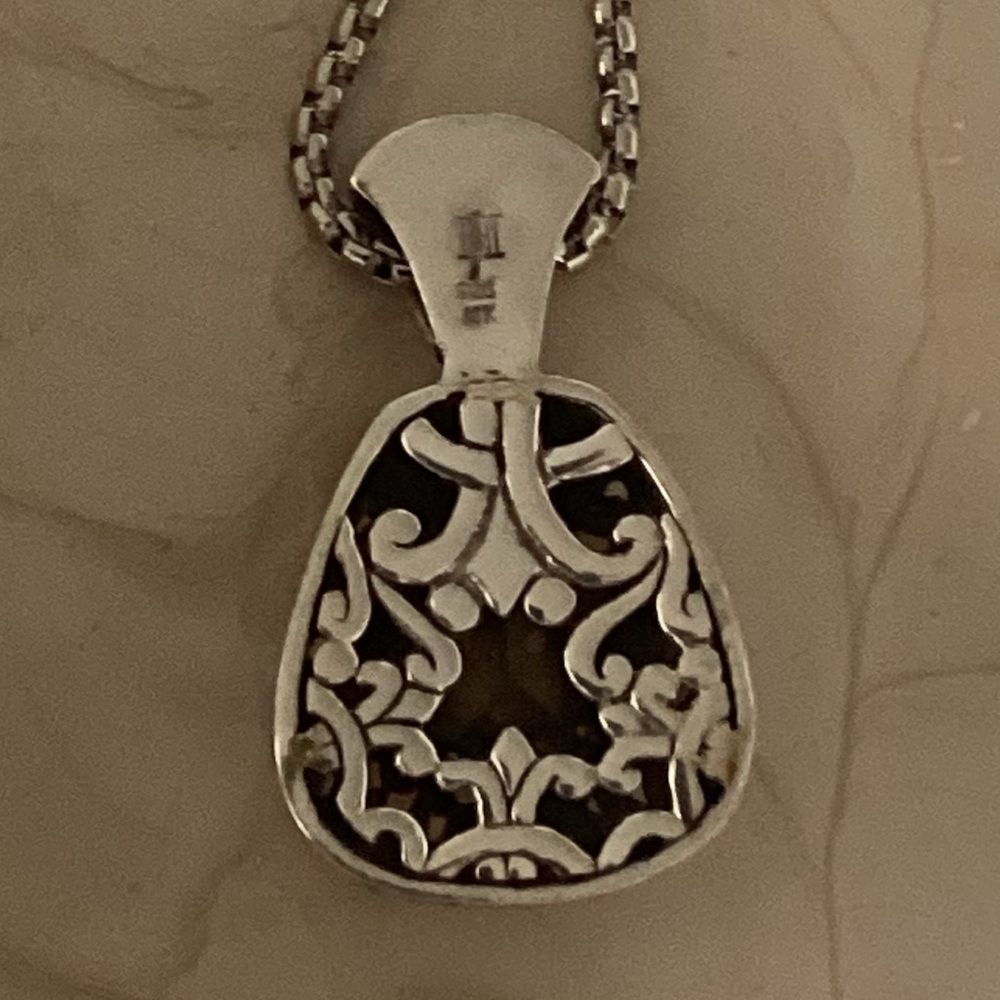 John Hardy Sterling Silver 18k Gold Peridot Large Slide Pendant & Necklace - Picture 9 of 13